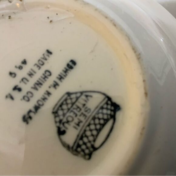 Edwin M.Knowles Semi Vitreous Vtg Wild Rose 5”  bowl Set of 4 Fruit/Dessert Bowl - Picture 6 of 9